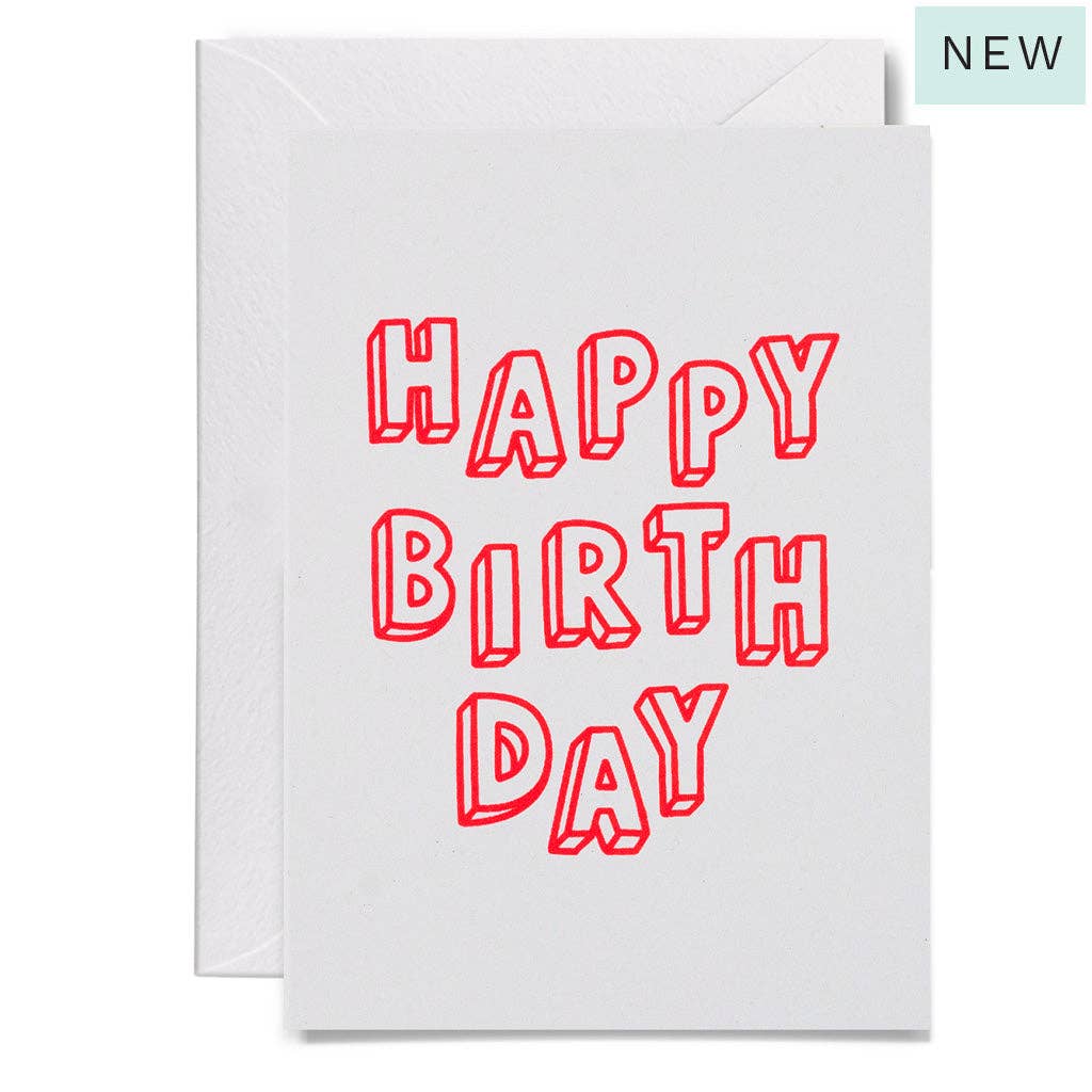 Me & Amber - 3D BIRTHDAY - various colours: Neon coral on white card ...