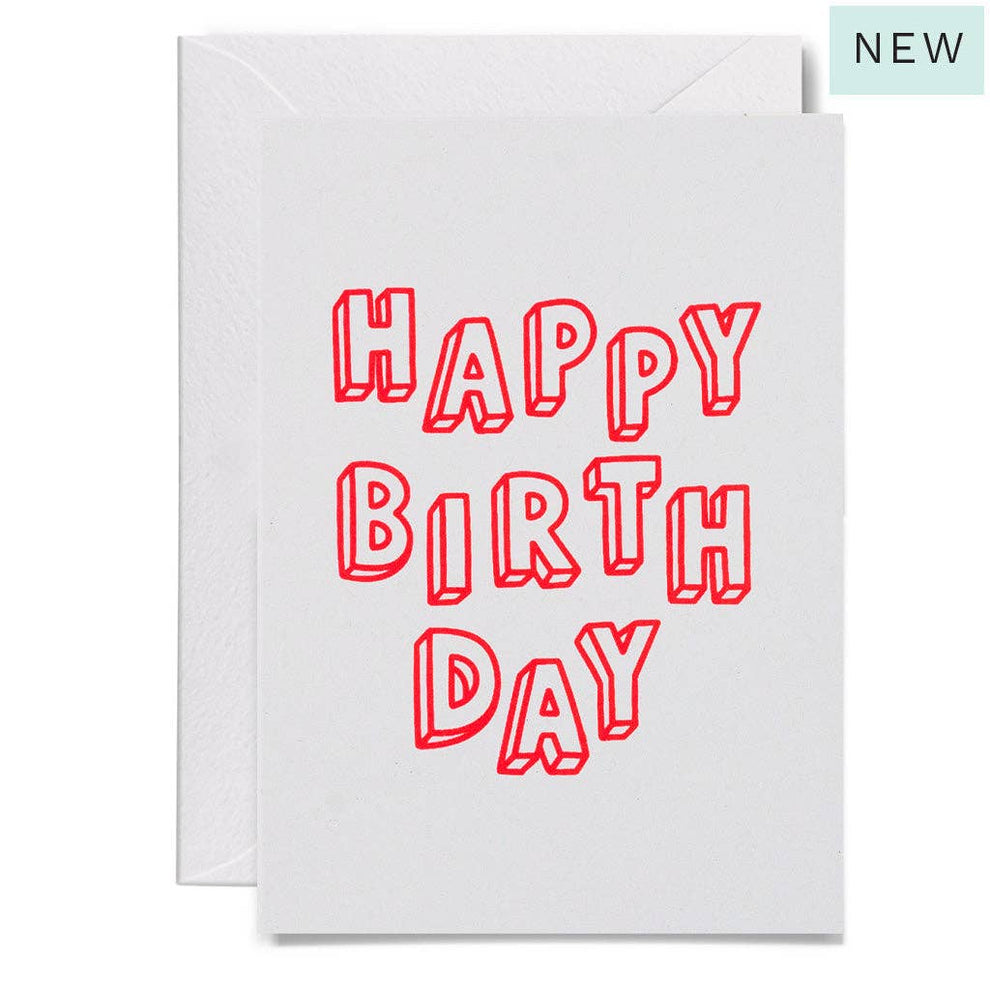 Me & Amber - 3D BIRTHDAY - various colours: Neon coral on white card ...