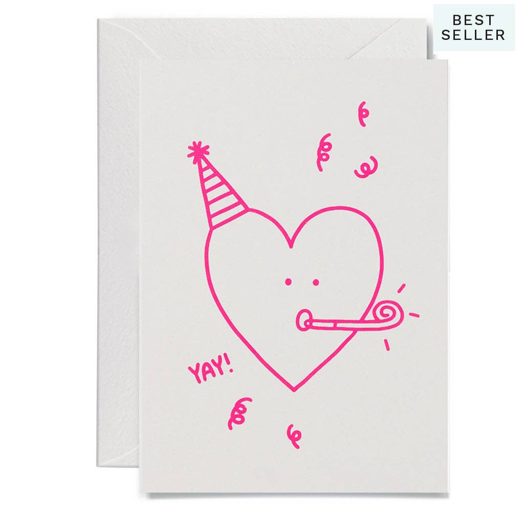 Me & Amber - PARTY HEART - various colours: Neon pink on white card / Wholesale