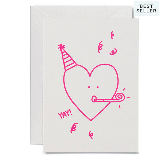 Me & Amber - PARTY HEART - various colours: Neon pink on white card / Wholesale