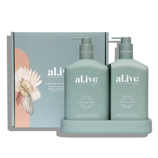 Al.ive Wash & Lotion Duo + Tray - Kaffir Lime & Green Tea